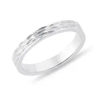 Dámsky snubný prsteň z bieleho zlata s rytinou KLENOTA