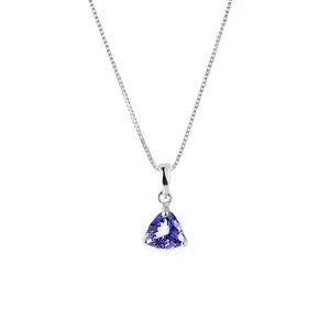 Přívěsek z bílého zlata s tanzanitem v brusu trilion KLENOTA