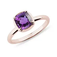Prsten z růžového zlata s ametystem KLENOTA