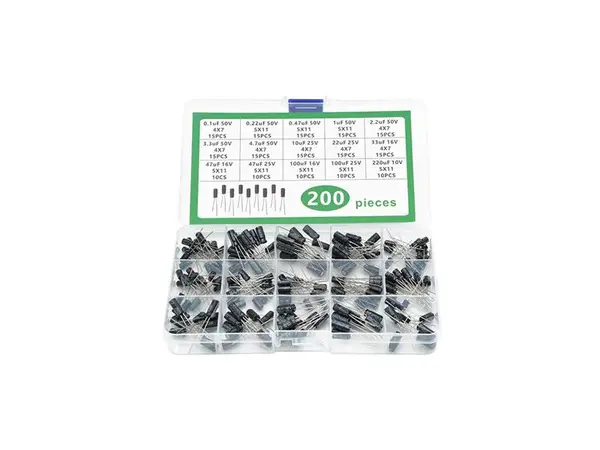 Sada elektrolytických kondenzátorů 200ks (0,1uF - 220uF)