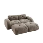 Modenvie 2SEDÁK z žinylky, 204/171/76 cm, taupe, modulární se 2 taburety