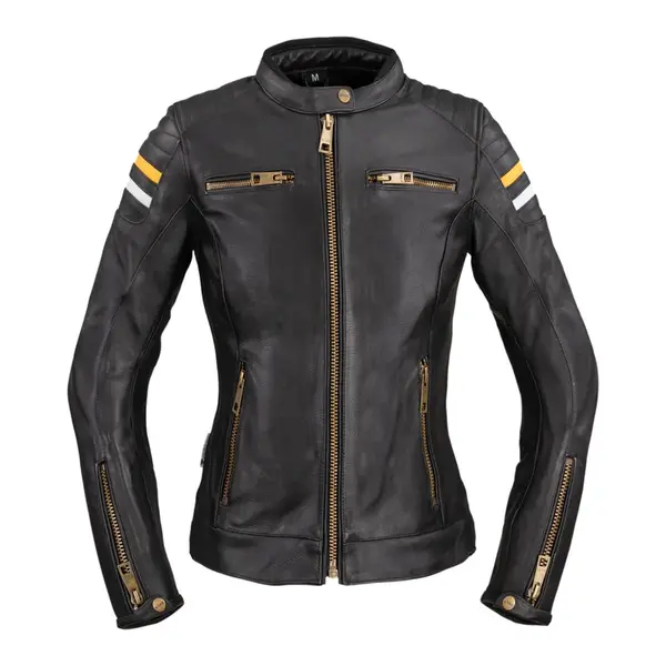 Dámská kožená moto bunda W-TEC Stripe Lady černá L