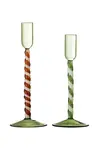 Bloomingville  sada svícnů svátečních ze skla 2-pack Swirlie