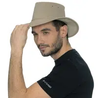 Bushman Pánský kožený klobouk ASHEN, béžový S