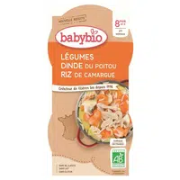 BABYBIO Zelenina s krůtím masem a rýží 2x200 g