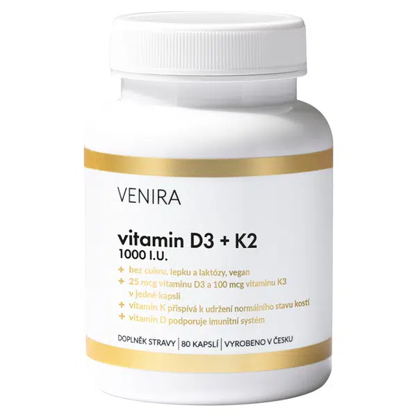 VENIRA vitamin D3 + K2 80 kapslí