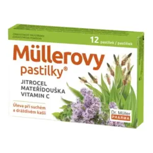 DR. MÜLLER Müllerovy pastilky s jitrocelem, mateřídouškou a vitaminem C 12 pastilek