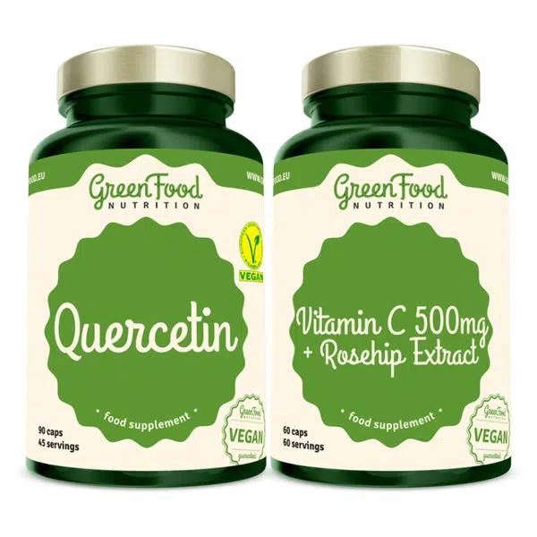 GREENFOOD NUTRITION Quercetin 90 kapslí a vitamin C 500 mg 60 kapslí