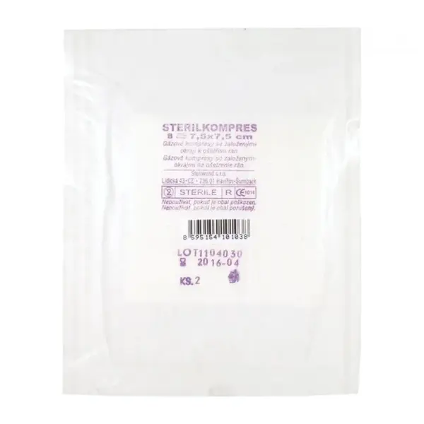 STERIWUND Gáza hydrofilní komprese sterilní 7,5 x 7,5cm 2 kusy