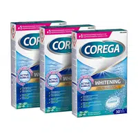 COREGA Whitening antibakteriální tablety 3 balení 30 kusů