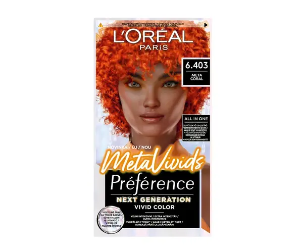 Zesvětlovač a barva na vlasy Loréal Paris Préférence Meta Vivids - 6.403 meta coral - intenzivní měděná - L’Oréal Paris + dárek zdarma