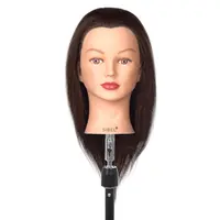 Cvičná hlava s přírodními vlasy Sibel Aline - hnědá, 20-40 cm (0030201) + dárek zdarma