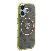 Zadní kryt Guess IML 4G Glitter and Triangle Logo MagSafe pro Apple iPhone 16, hnědá