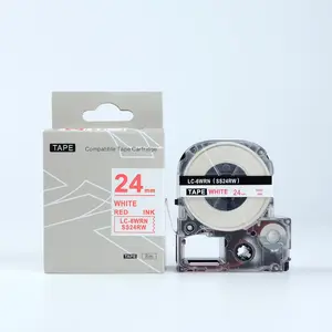 Epson LK-6WRN, SS24RW, 24mm x 9m, červený tisk / bílý podklad, kompatibilní páska