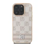Zadní kryt DKNY PU Leather Checkered Pattern and Stripe pro Apple iPhone 16 Pro, růžová