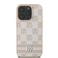 Zadní kryt DKNY PU Leather Checkered Pattern and Stripe pro Apple iPhone 16 Pro, růžová