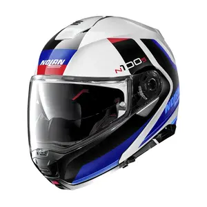 Moto helma Nolan N100-5 Hilltop N-Com P/J Metal White-Blue 3XL (65)