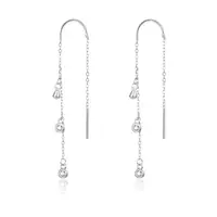 Beneto Dlouhé stříbrné náušnice se zirkony AGUV1964