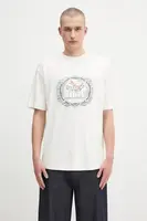 Bavlněné tričko Drôle de Monsieur Le Tshirt Plateau pánské, bílá barva, s potiskem, H.TS255.CO002