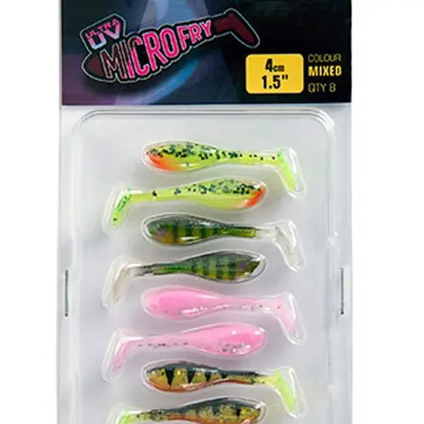 Fox rage gumová nástraha uv micro fry mixed colour pack 4 cm 8 ks