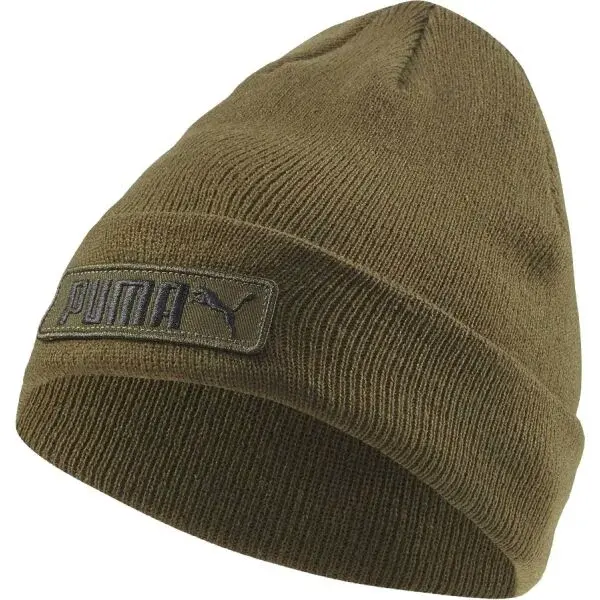 Puma CLASSIC CUFF BEANIE Pánská pletená čepice, khaki, velikost UNI