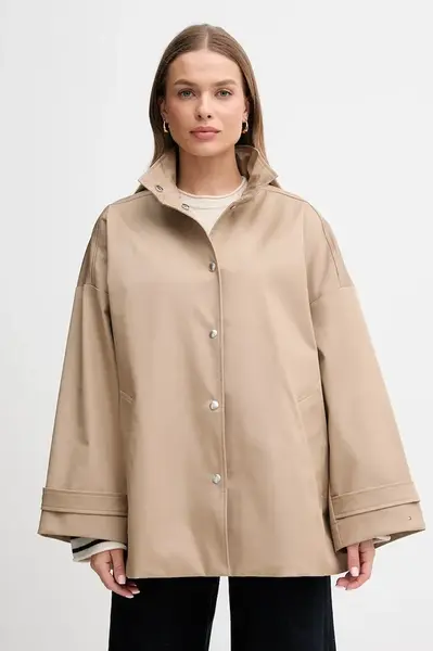 Bunda Tommy Hilfiger zelená barva, přechodná, oversize, WW0WW45715