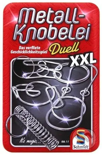 Duell XXL v plechové krabičce (Sada kovových hlavolamů) - hra z kategorie Karty, hlavolamy