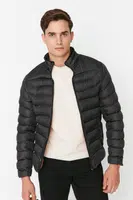 Trendyol Černá Pánská Regular Fit Stojatý Límec Nafukovací Větruodolný Kabát