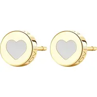 S'Agapõ Slušivé oceľové náušnice so srdcom Click SCK53