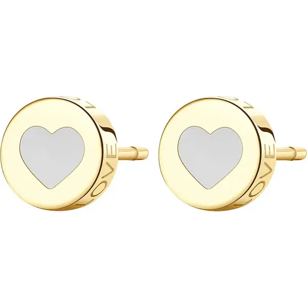 S'Agapõ Slušivé oceľové náušnice so srdcom Click SCK53