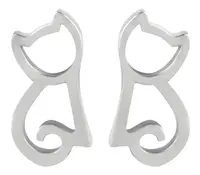 Troli Moderné oceľové náušnice Mačka