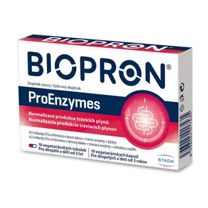 Biopron ProEnzymes, probiotika, úleva při nadýmání a dietních chybách 10 kapslí