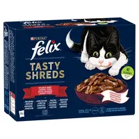 Felix Tasty Shreds lahodný výběr v šťave - s hovädzím a kuraťom 12 x 80 g