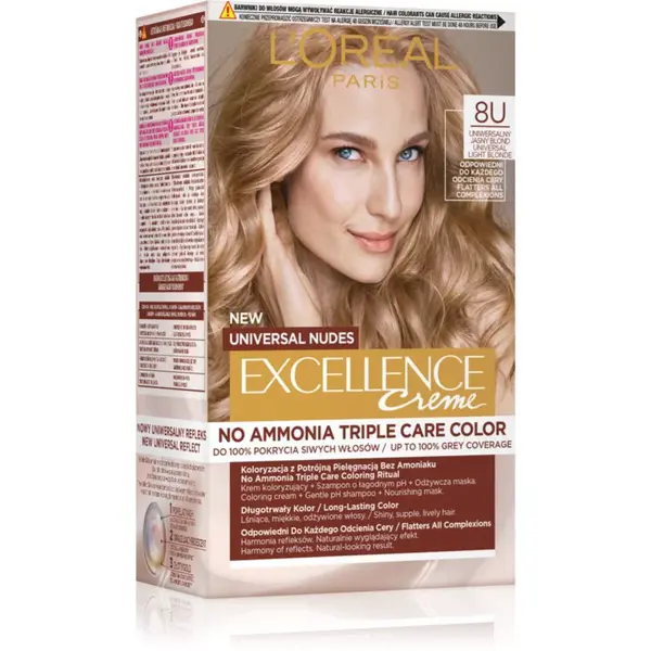 L’Oréal Paris Excellence Universal Nudes permanentní barva na vlasy odstín 8U 1 ks
