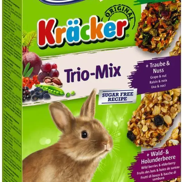 Vitakraft trojitá tyčinka se zeleninou-oříšky-lesním ovocem pro králíky 1 ks