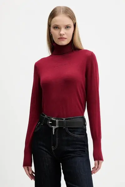 Svetr Guess Jeans dámský, černá barva, s golfem, W4BR15 Z3HO2