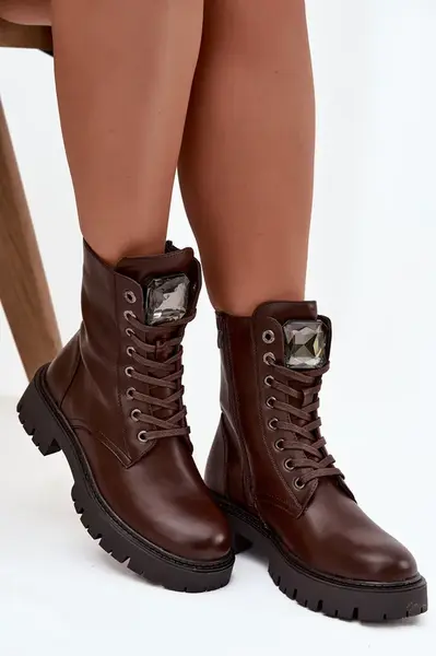 Dámské workery s dekorací z eko kůže