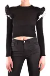 Černý crop top s volány
