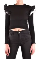 Černý crop top s volány