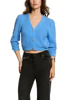 Modrý svetr s výstřihem do V