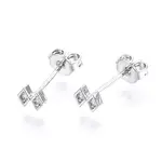 Brass Micro Pave Clear Cubic Zirconia Stud Earrings
