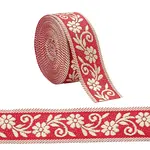 Ethnic Style Flower Pattern Polyester Ribbon