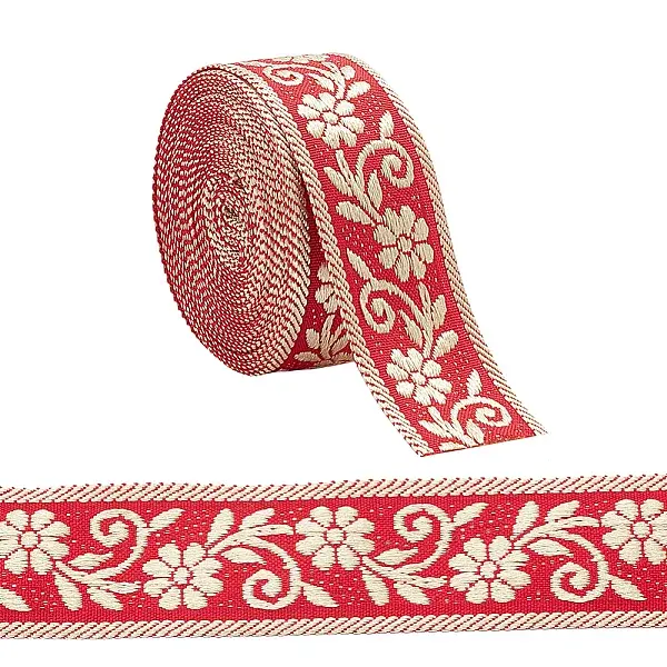 Ethnic Style Flower Pattern Polyester Ribbon