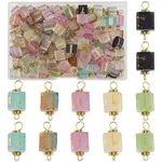 100Pcs Glitter Frosted Glass Cube Connector Charms