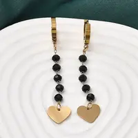 Heart 304 Stainless Steel Glass Hoop Earrings