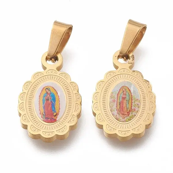304 Stainless Steel Lady of Guadalupe Pendants