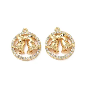 Brass Micro Pave Clear Cubic Zirconia Charms