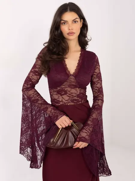 Krajková halenka v burgundy barvě