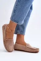 Dámske perforované mokasíny béžové