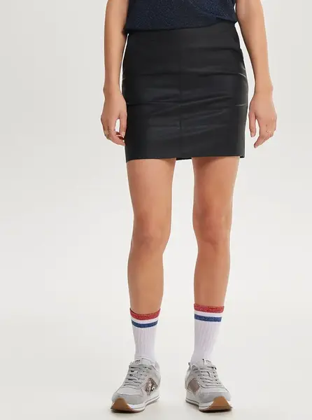 Černá koženková minisukně ONLY Base - Dámské